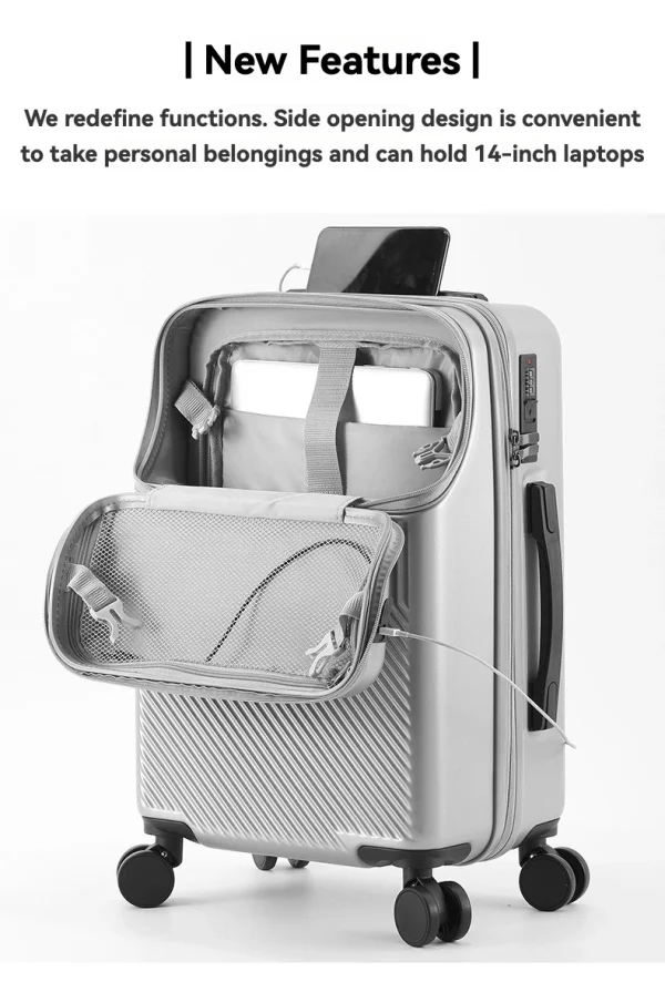 2024 New Durable Luggage Sets Suitcase Front Open TSA Lock USB Slient Spinner Wheel Charging Men Carry-On Travel 20/22/24/26 - Image 11