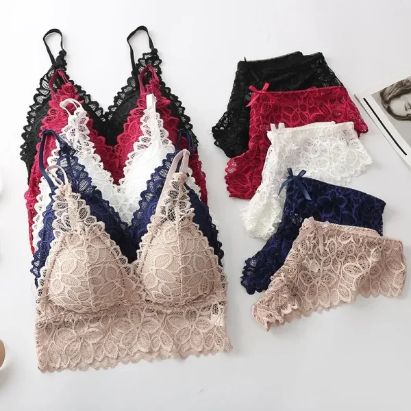 Sexy Lace Women Underwear Set Seamless Wire Free Bra Sets Hollow Out Bra and Panty Sets For Women Embroidery Intimates Lingerie - Image 2
