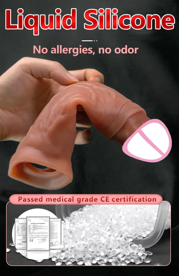 Vibrator for Men Penis Enlargement Sleeve Cover Case Cock Header Enlargement Extension Enhancement Men Sex Toy Silicone Condom - Image 15