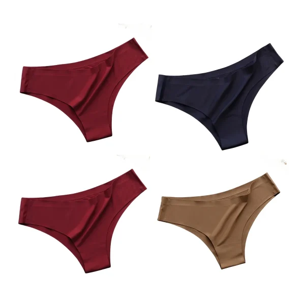 4PCS/Set Seamless Panties Women Sexy Underwear Ice Silk Underpants Low Waist G-string Female Soft Solid Ultra-thin Briefs - Image 11