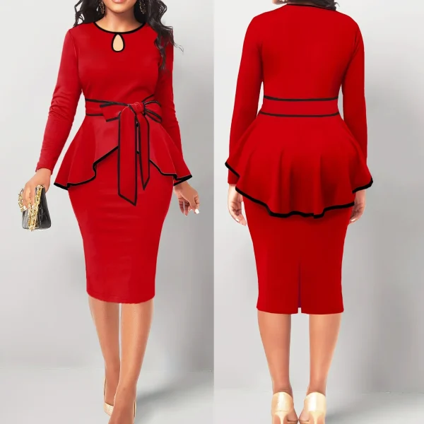 SexyElegant Amazon Cross-Border Suit Dress Ruffle Edge Top Side Slit Skirt 2-Piece Set For Women From China Big Land - Image 2