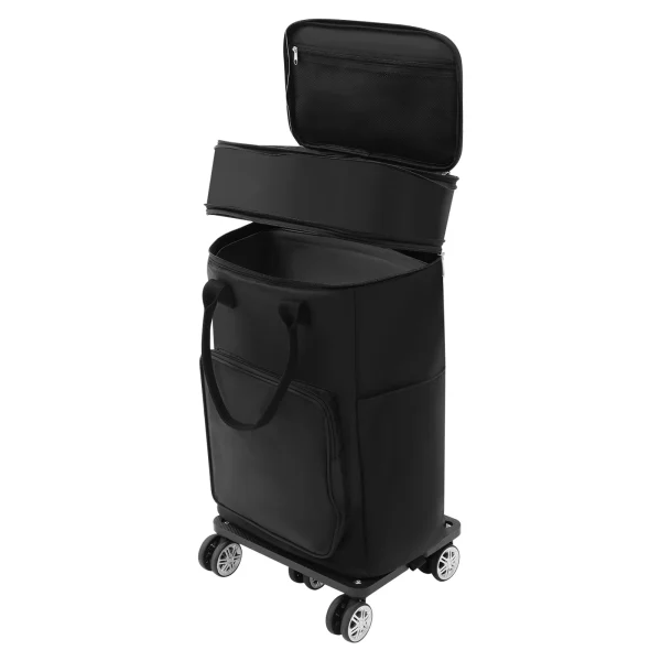 Black 2-in-1 Expandable Rolling Shopping Bag with 5 Wheels, Foldable Trolley Luggage Cart for Travel, Grocery, Business Use - Image 14