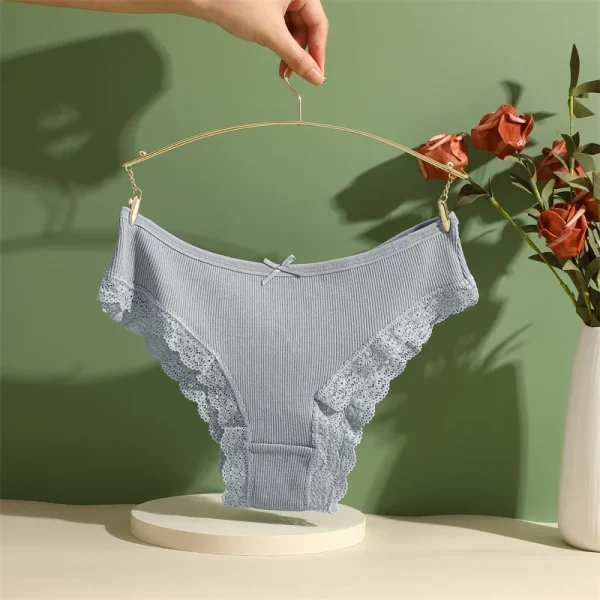 5PCS Women's Cotton Briefs Sexy Lace Underpant Hollow Brazilian Panties Comfortable Underwear Lingerie S-XL Solid Color Lingerie - Image 46