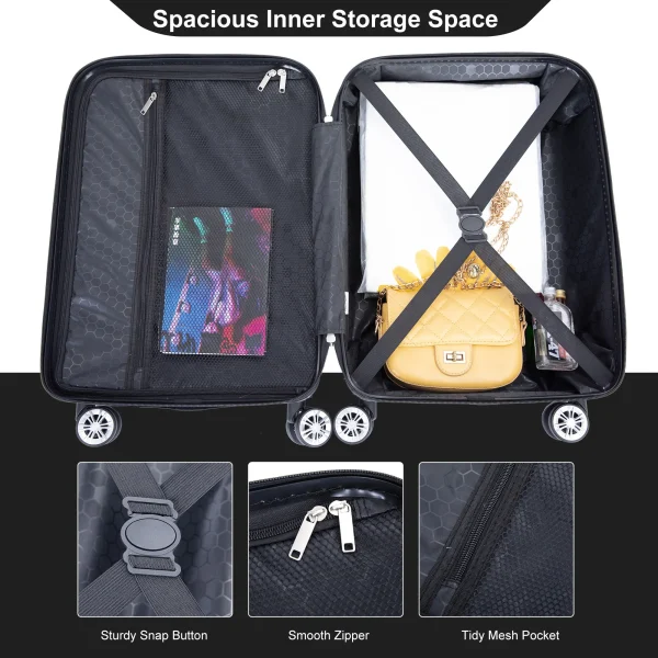 4 Piece Luggage Sets Travel Suitcase, Large Capacity Lightweight Luggage Sets with Double Spinner Wheels, Carry On Luggage set - Image 6