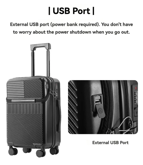2024 New Durable Luggage Sets Suitcase Front Open TSA Lock USB Slient Spinner Wheel Charging Men Carry-On Travel 20/22/24/26 - Image 13