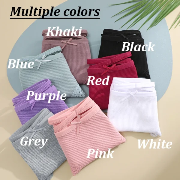 5PCS Women's Cotton Briefs Sexy Lace Underpant Hollow Brazilian Panties Comfortable Underwear Lingerie S-XL Solid Color Lingerie - Image 16
