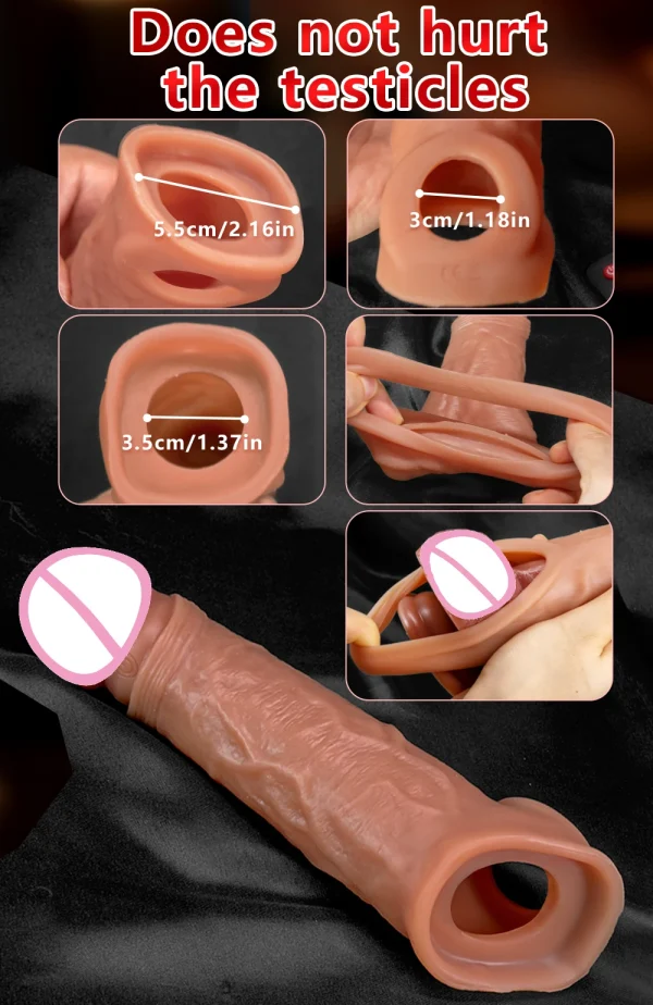 Vibrator for Men Penis Enlargement Sleeve Cover Case Cock Header Enlargement Extension Enhancement Men Sex Toy Silicone Condom - Image 11