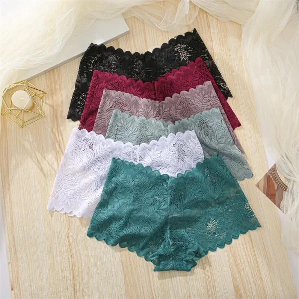 FINETOO 4pcs Lace Floral Boyshorts Underwear for Women Sexy Hollow Out Solid Panties Female Low-Waist Breathable Girls Lingerie - Image 19