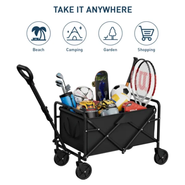 Foldable Garden Wagon Cart Portable Camping Trolley ,Outdoor Multi-function Foldable Carts Wagon for Beach or Shopping Utility - Image 4