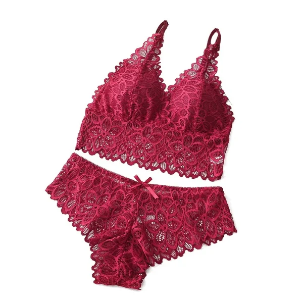 Sexy Lace Women Underwear Set Seamless Wire Free Bra Sets Hollow Out Bra and Panty Sets For Women Embroidery Intimates Lingerie - Image 5