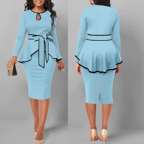 SexyElegant Amazon Cross-Border Suit Dress Ruffle Edge Top Side Slit Skirt 2-Piece Set For Women From China Big Land - Image 13
