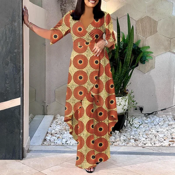 Plus Size 5XL VONDA Women Pants Sets 2025 Casual Printed Suits Vintage V Neck Half Sleeve Tops and Trousers Party Matching Sets - Image 13
