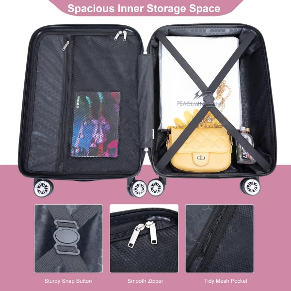 4 Piece Luggage Sets Travel Suitcase, Large Capacity Lightweight Luggage Sets with Double Spinner Wheels, Carry On Luggage set - Image 25