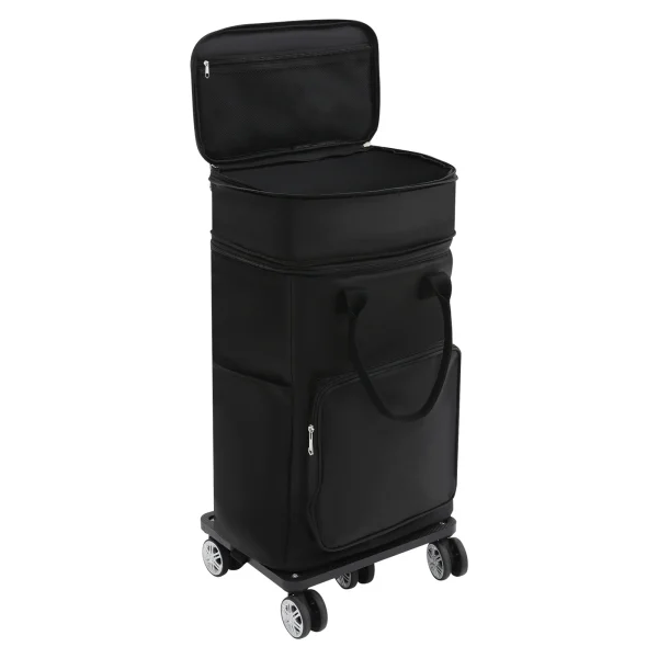 Black 2-in-1 Expandable Rolling Shopping Bag with 5 Wheels, Foldable Trolley Luggage Cart for Travel, Grocery, Business Use - Image 15