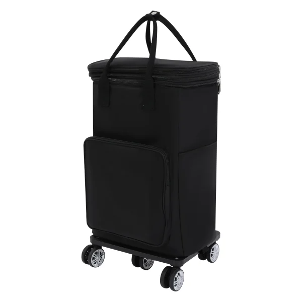 Black 2-in-1 Expandable Rolling Shopping Bag with 5 Wheels, Foldable Trolley Luggage Cart for Travel, Grocery, Business Use - Image 9
