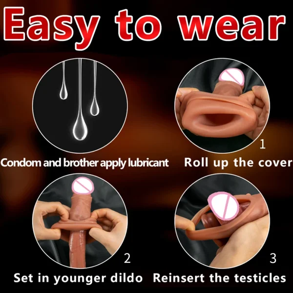 Vibrator for Men Penis Enlargement Sleeve Cover Case Cock Header Enlargement Extension Enhancement Men Sex Toy Silicone Condom - Image 6