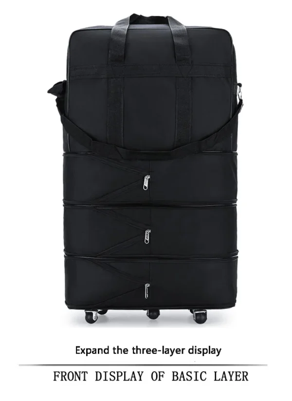 Travelling Pack Wheels For Women Men Expandable Foldable Trolley Luggage Versatile Black Suitcase For Weekend Trip overnight bag - Image 12