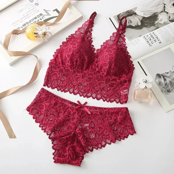 Sexy Lace Women Underwear Set Seamless Wire Free Bra Sets Hollow Out Bra and Panty Sets For Women Embroidery Intimates Lingerie - Image 11