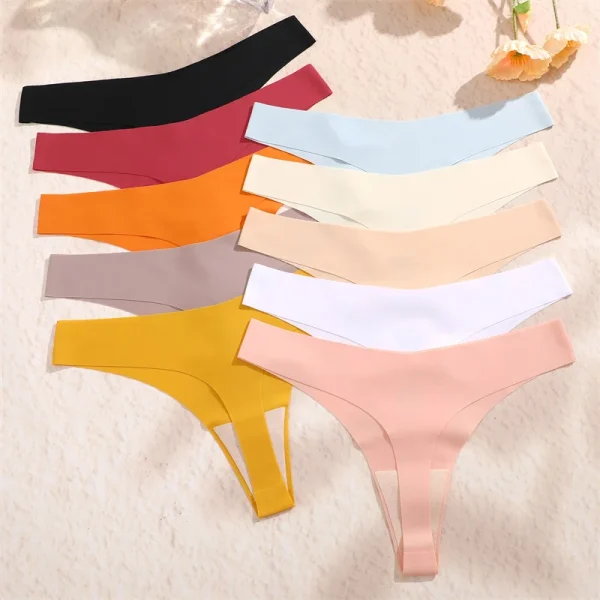 6PCS Ice Silk Seamless Thongs Panties for Women Sexy V-Waist G-String Bikini Female Soft Breathable Underwear Ladies Lingerie - Image 19