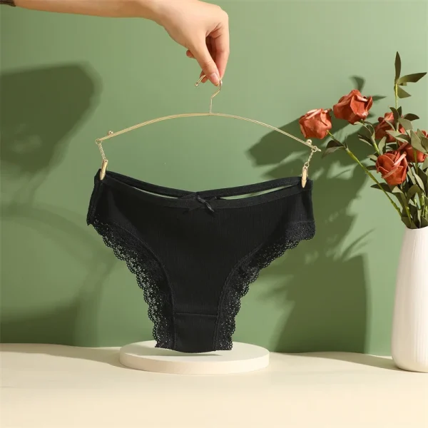 5PCS Women's Cotton Briefs Sexy Lace Underpant Hollow Brazilian Panties Comfortable Underwear Lingerie S-XL Solid Color Lingerie - Image 40