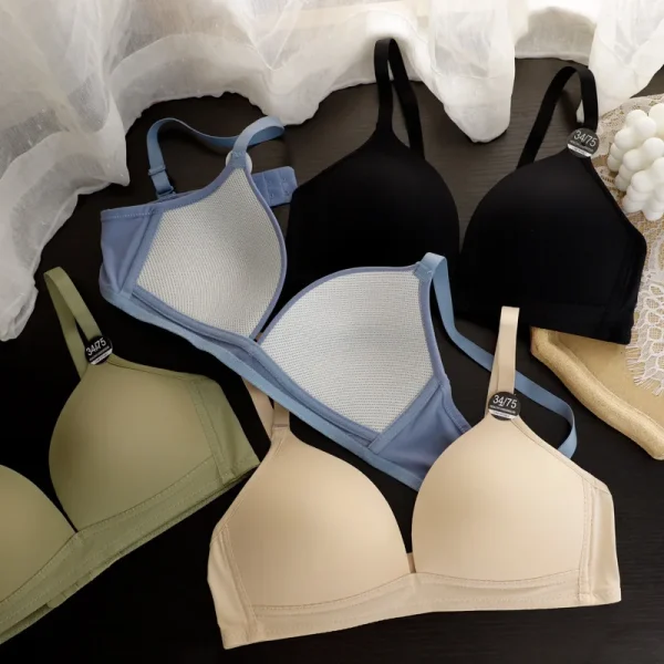 Adjustable Shoulder Straps Gathering Girls' Bras Women's Underwear Thin Breathable Triangle Cup Bralette Seamless Brassiere - Image 3