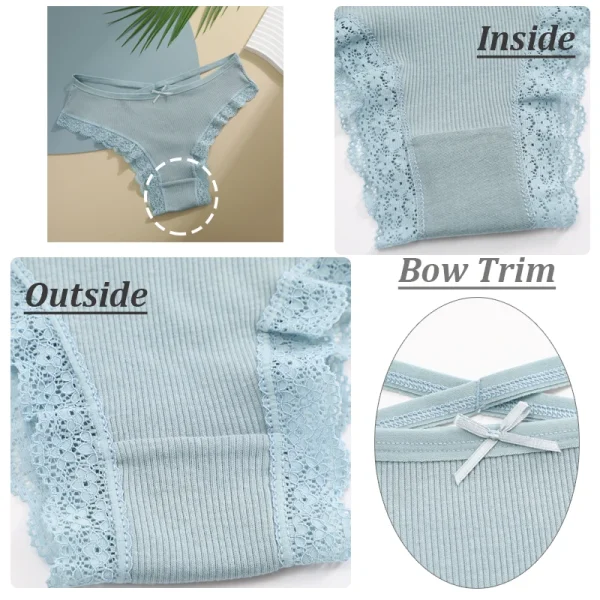 5PCS Women's Cotton Briefs Sexy Lace Underpant Hollow Brazilian Panties Comfortable Underwear Lingerie S-XL Solid Color Lingerie - Image 15