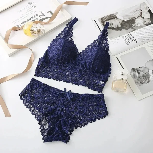 Sexy Lace Women Underwear Set Seamless Wire Free Bra Sets Hollow Out Bra and Panty Sets For Women Embroidery Intimates Lingerie - Image 21