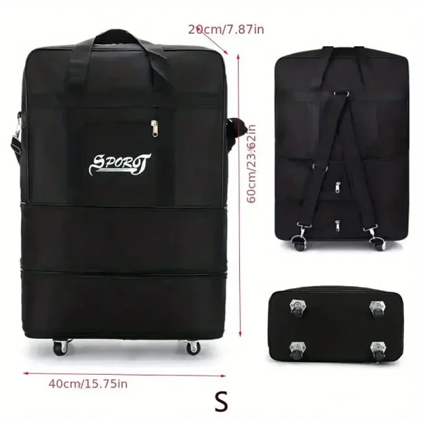 Travelling Pack Wheels For Women Men Expandable Foldable Trolley Luggage Versatile Black Suitcase For Weekend Trip overnight bag - Image 8