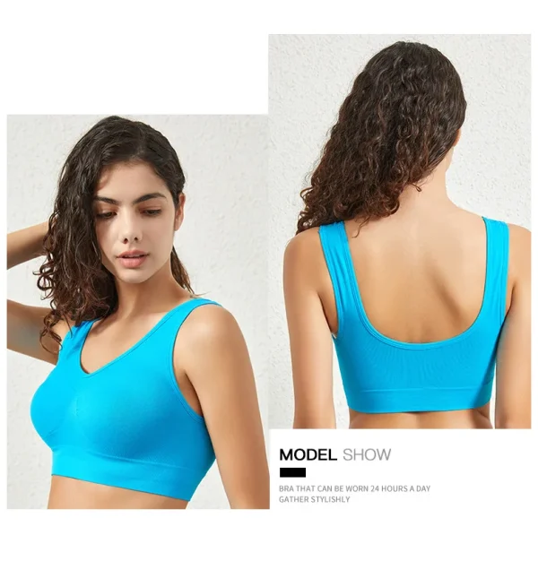 1pcs Women Sports Bra Large Size No Steel Ring Seamless Underwear Removable Chest Pad Runing Sport Yoga Vest Bras - Image 21
