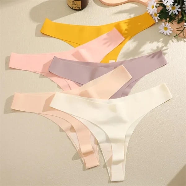 6PCS Ice Silk Seamless Thongs Panties for Women Sexy V-Waist G-String Bikini Female Soft Breathable Underwear Ladies Lingerie - Image 22