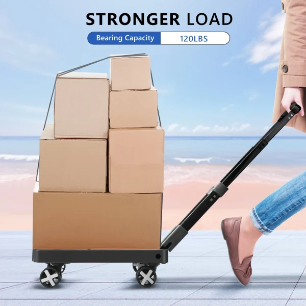 AIRAJ Folding Cart with Wheels Lightweight Hand Trolley Thickening Wear-Resistant Handcart  Cargo Handling Tool Storage Tool Bag - Image 3