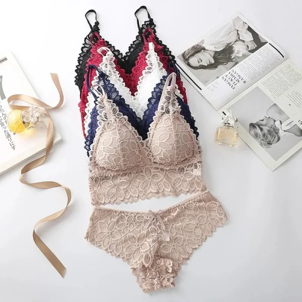 Sexy Lace Women Underwear Set Seamless Wire Free Bra Sets Hollow Out Bra and Panty Sets For Women Embroidery Intimates Lingerie - Image 15
